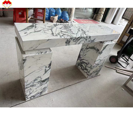 Luxo Moderno Indoor Hallway Retangular Entrance Console Table Marmore Polish Itália Arabescato Marmore Plinth Stand Marmore