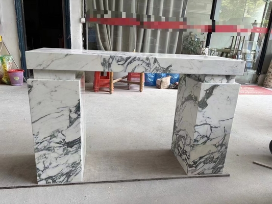 Luxo Moderno Indoor Hallway Retangular Entrance Console Table Marmore Polish Itália Arabescato Marmore Plinth Stand Marmore