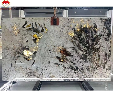 Splendor Brasileiro Quartzita Branca Big Slab Cozinha Translúcida Ilha de Pedra Backlight Polido Slab Para Villas Hotéis