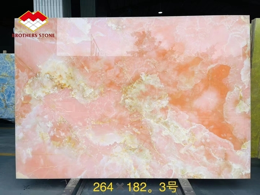 Retroiluminado azulejos de porcelana de ónix rosa design geométrico rosa claro rosa lajes de mesa preço atacado escadas de ónix rosa translúcidas