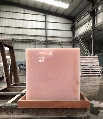 Retroiluminado azulejos de porcelana de ónix rosa design geométrico rosa claro rosa lajes de mesa preço atacado escadas de ónix rosa translúcidas