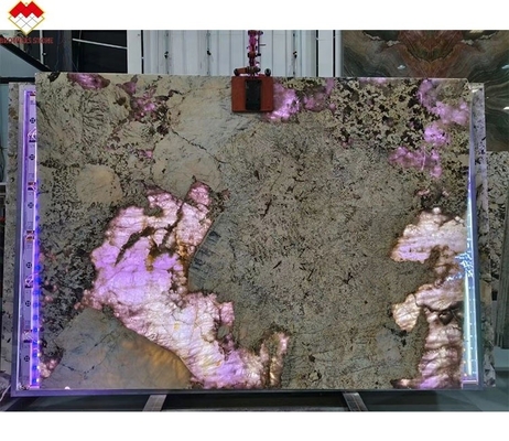 Modern Design Golden Supplier Backlit Polido Patagônia Pandora Quartzite Veneer Slab Cristal Branco Ónix Pedra Translúcida