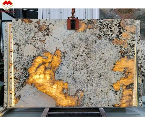 Modern Design Golden Supplier Backlit Polido Patagônia Pandora Quartzite Veneer Slab Cristal Branco Ónix Pedra Translúcida