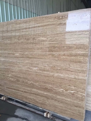 Travertino bege romano amarelo de Irã lajes e telhas do travertino de 2cm e 3 Cm com da malha parte traseira sobre