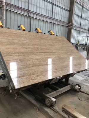 Travertino bege romano amarelo de Irã lajes e telhas do travertino de 2cm e 3 Cm com da malha parte traseira sobre