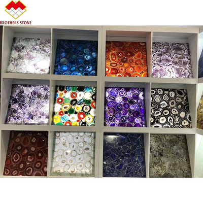 Painéis de mármore lustrados do falso da ametista de pedra preciosa para a laje da parede da decoração