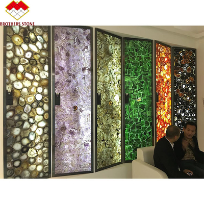 Painéis de mármore lustrados do falso da ametista de pedra preciosa para a laje da parede da decoração