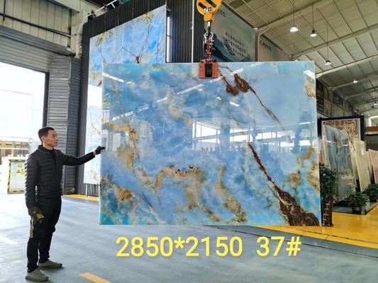 Crystal Jade Onyx Slab Marble Stone azul retroiluminado para o fundo