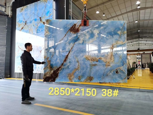 Crystal Jade Onyx Slab Marble Stone azul retroiluminado para o fundo
