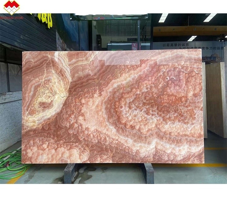 Moderno Design Dragão Vermelho Jade Ónix Slab Painel de Parede Pisos para Grade Ornamentação