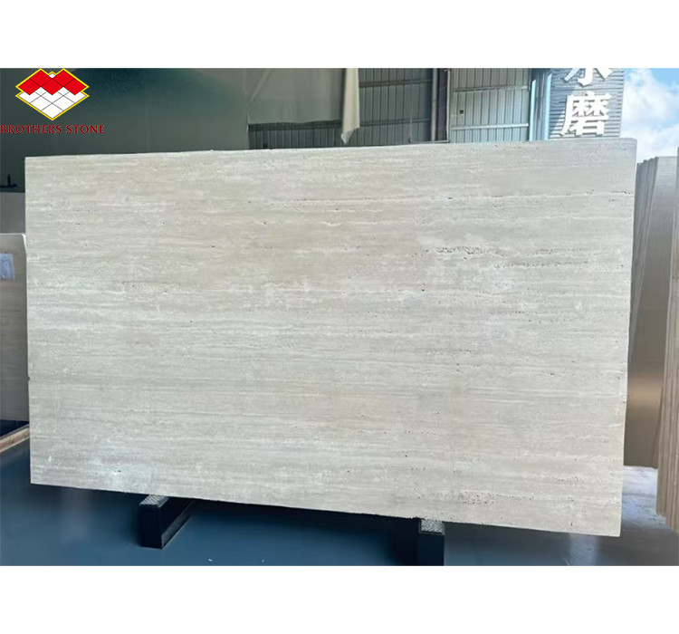 Pedra de mármore travertino grande laje polida para design de interiores de hotel moderno