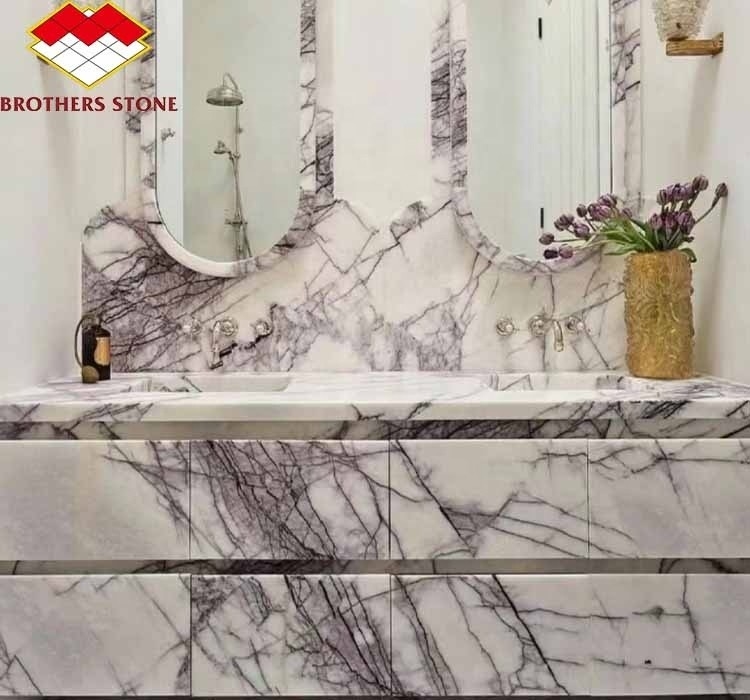 Pedra natural para escada de balcão neve moderna perfumada ameixa casa pedra forma grande laje