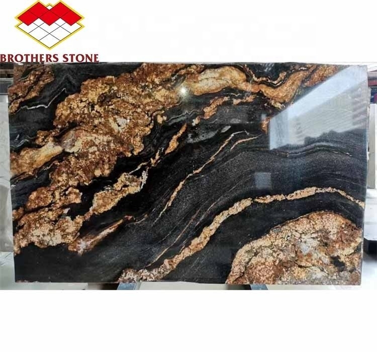 Pedra natural polida Granito de ouro cósmico para mesa de café e balcões