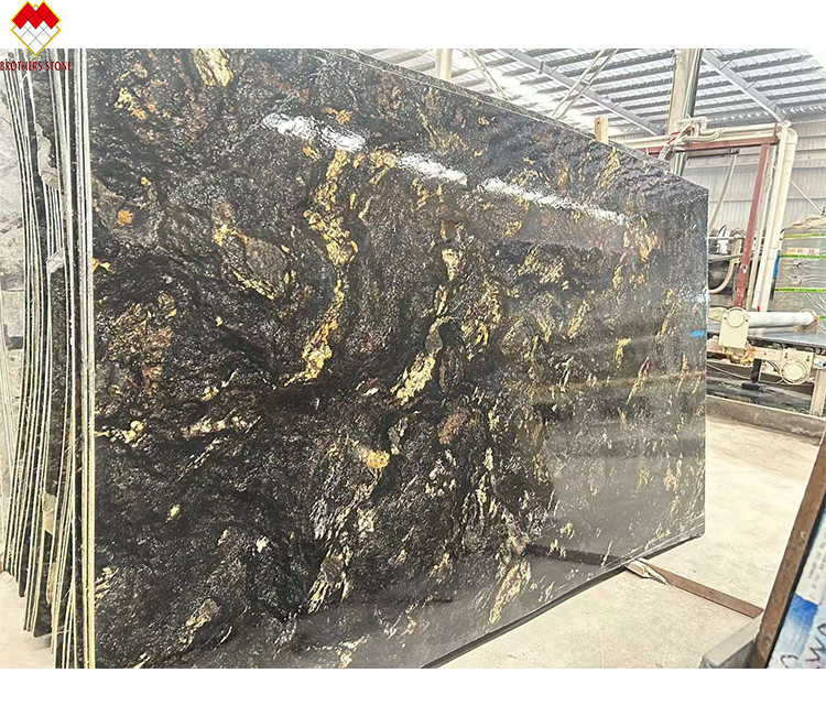 Customizado Luxury Black Gold Veins Quartzite Stone Vanity Top para cozinha e banheiro