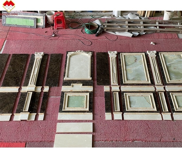 Polished Cream Beige Green Onyx Marble Wall Cladding Design moderno para o fundo da villa