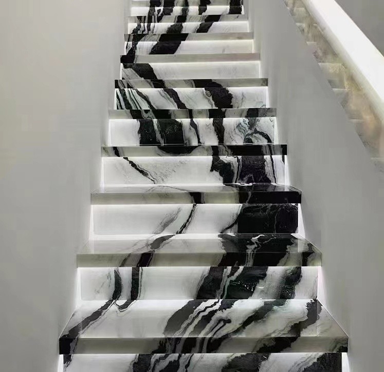 Painel de escada interior com LED Panda marmoreiro branco pisos e elevadores para villa verificado