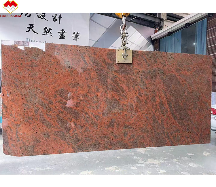 Moderno Ferro Báltico Vermelho Granito Cozinha balcão e escada Design em vermelho multicolor