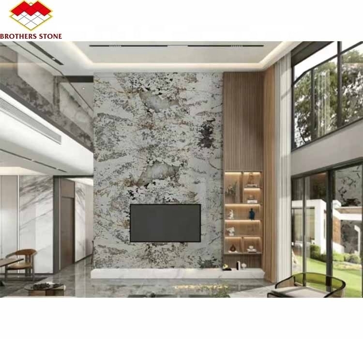 Pedra Natural Pandora Mármore Larga Chapa Desenhos de Corte ao Tamanho para Parede do Hotel Villa Moderno
