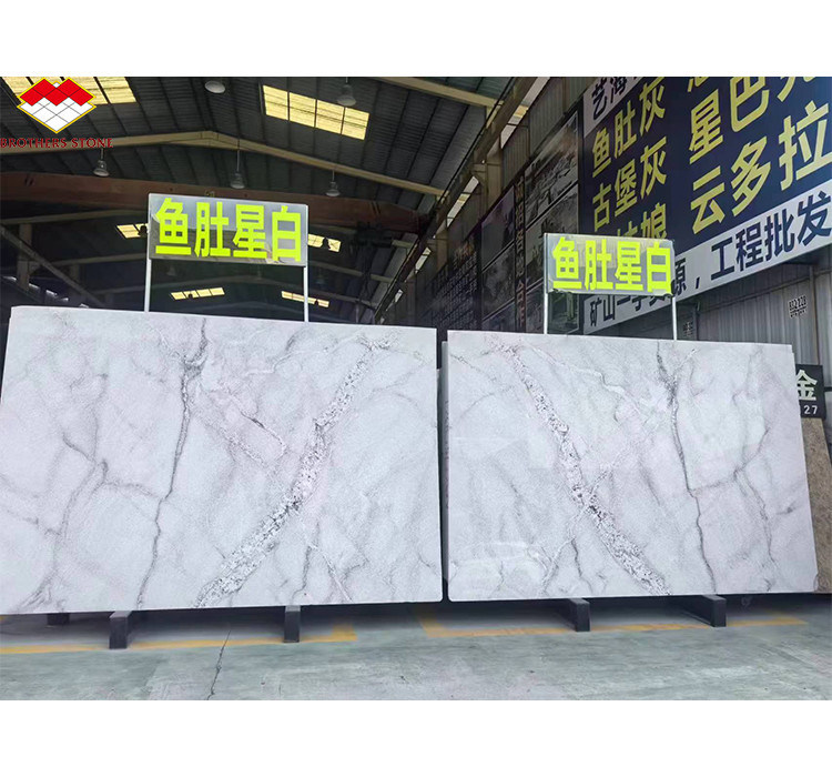 Modernas lajes de granito branco de Calacatta para escadas interiores, degraus e design de parede