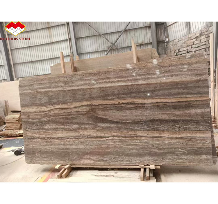 Chapa de mármore de travertino para hotel villa revestimento e decoração de pedra de prata polida