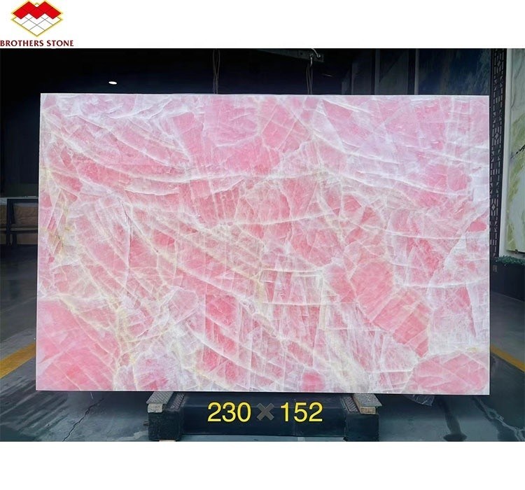 Lâmpadas modernas de cristal translúcido rosa de ônix de pedra para painel de fundo de parede iluminado