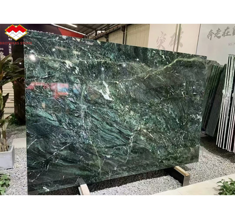 Pedra Natural Olho de Gato Verde Big Slab mesa de jantar para decoração de interiores de villas