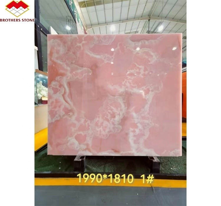 Pedra natural retroiluminada Ónix rosa Laje de pedra translúcida para mesa moderna e batutub