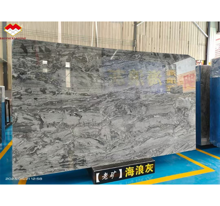 Custom Moderno Polished Wave Grey Marble Board para Hotel Painel de parede estilo de design de piso