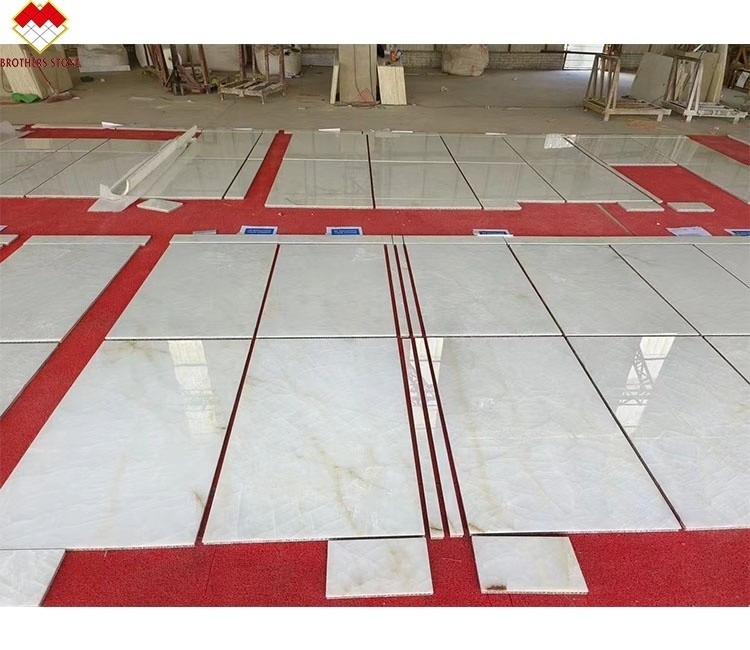 Translúcidas Crack de gelo polido acabamento branco Oníx azulejos de mármore 30 * 60cm para as paredes da villa