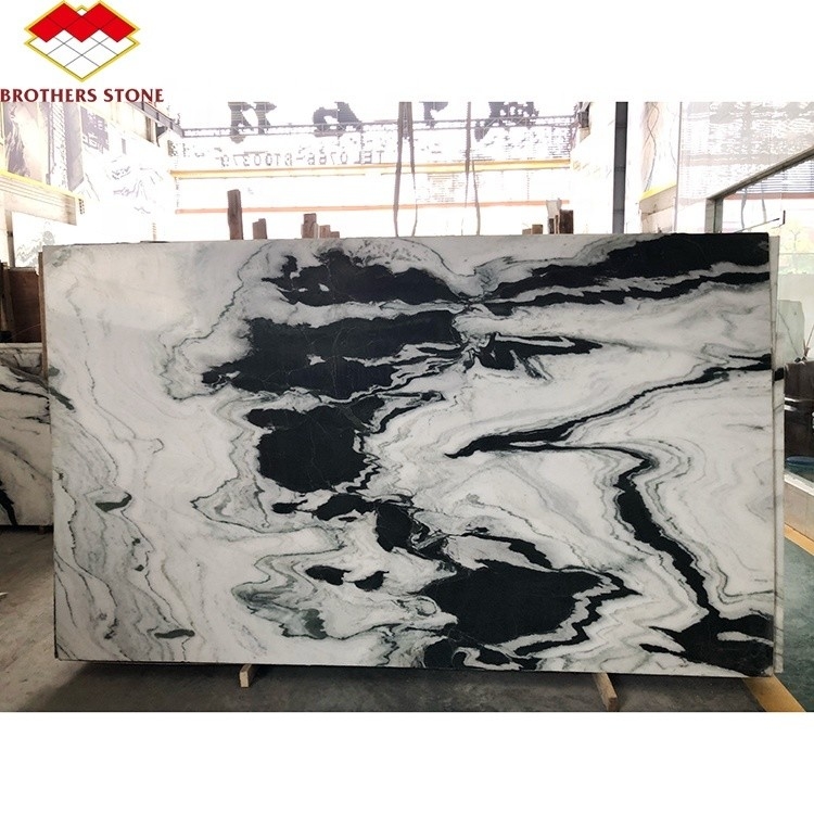 Chapa de mármore branco Panda polido Moderno e popular para a mesa da escada