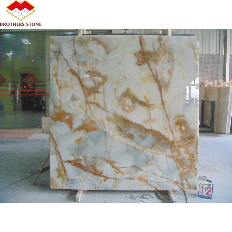 15-18 mm espessura azulejos de mármore de ágata e laje de safira dourada para decoração de interiores