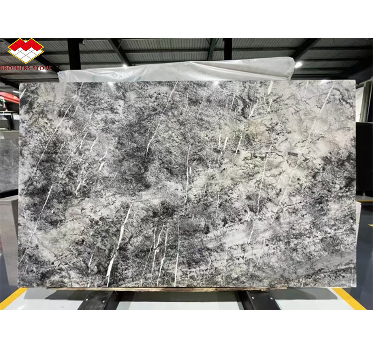 Pedra Natural Italiana Abeto Prateado Preto Cinzento Olhar Mármore Texturizado Chapa para Painel de Parede da Casa